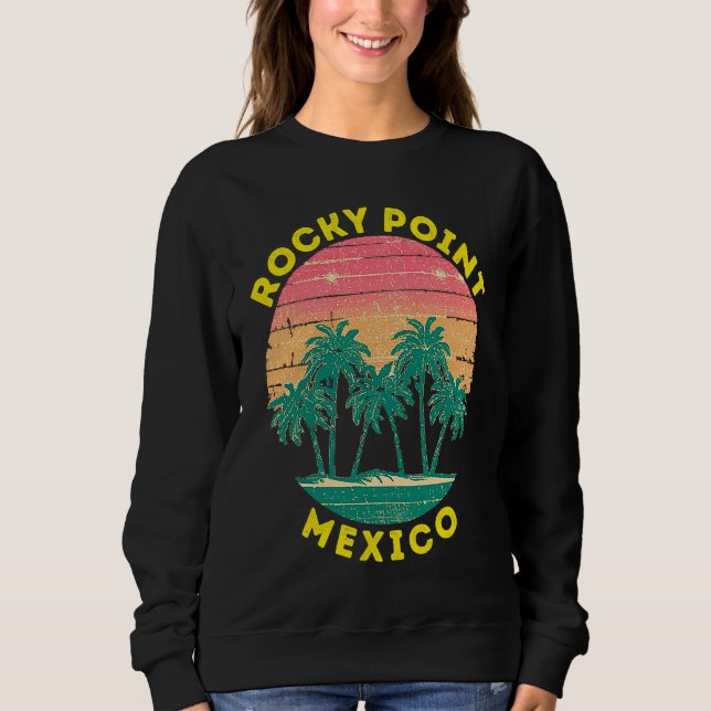 Moletom Retro Rocky Point Vacation Souvenir Palm Tree (Frente)