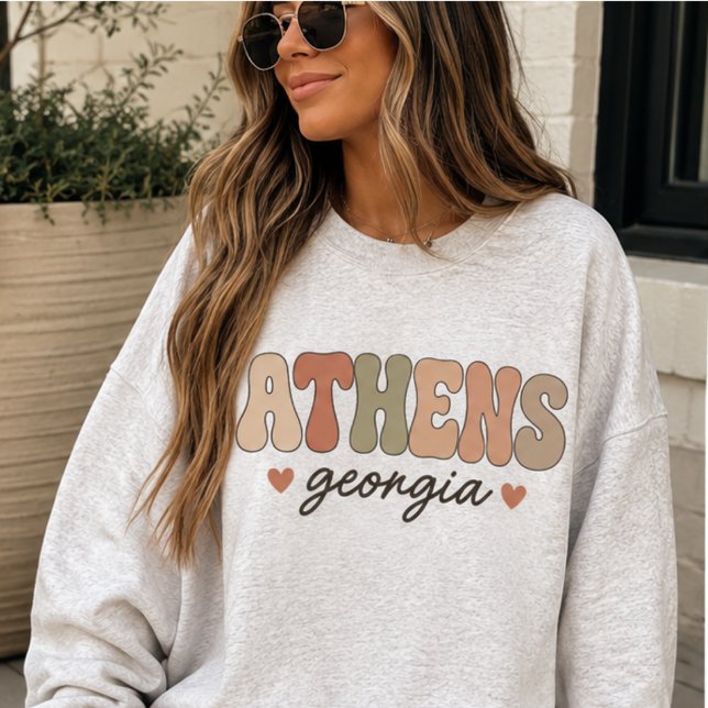 Moletom Retro Rústico Nome da Cidade Athens Geórgia (Criador carregado)