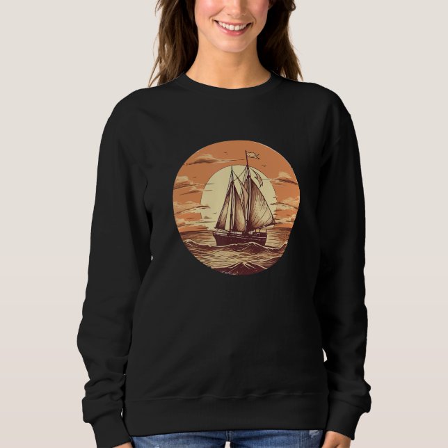 Moletom Retro Sailboat Summer Boat Trip Captain (Frente)