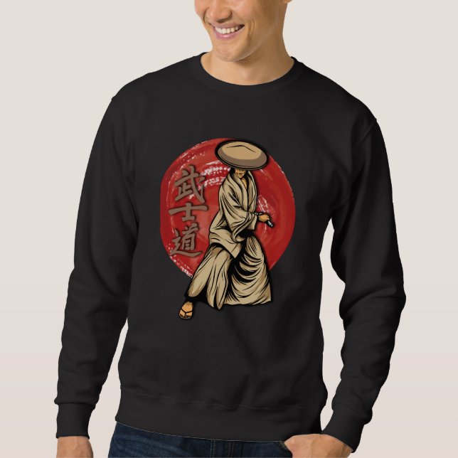 Moletom Retro Samurai Warrior com Katana - Japonês (Frente)