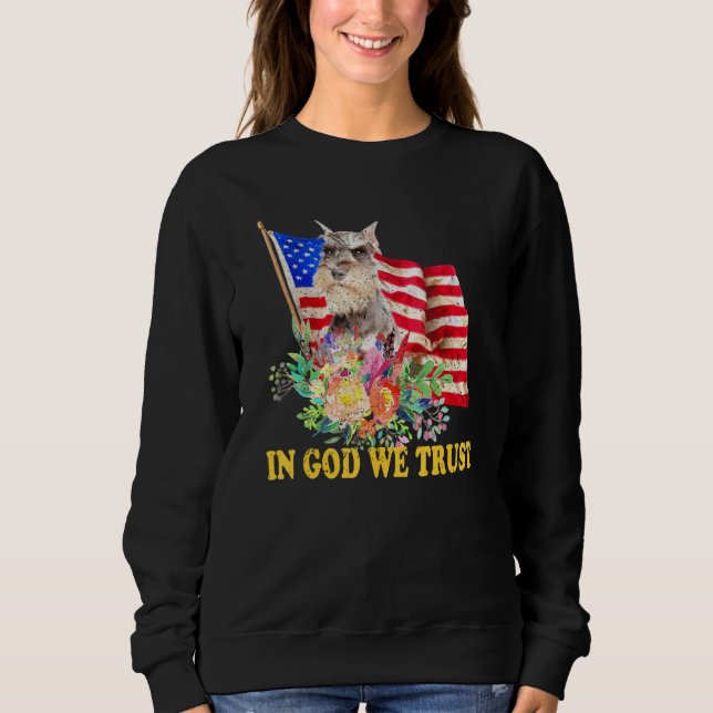Moletom Retro Schnauzer Us Flag In God We Trust July 4th U (Frente)