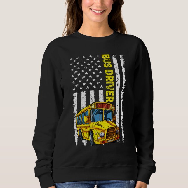 Moletom Retro School Bus Driver   Patriotic American Flag (Frente)