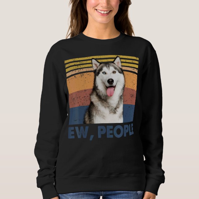 Moletom Retro Siberian Husky Ew Pessoas Siberian Husky Lov (Frente)