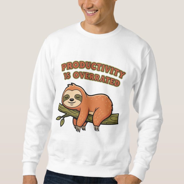 Moletom Retro Sloth Anti Hustle Men’s Sweatshirt (Frente)