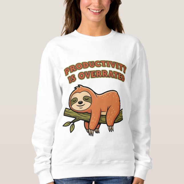 Moletom Retro Sloth Productivity Is Overrated Women’s Swea (Frente)
