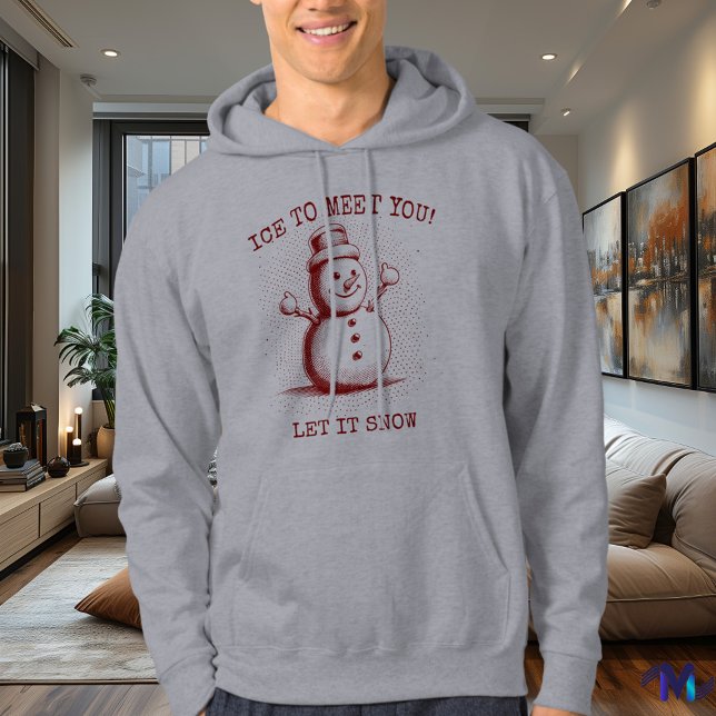 Moletom Retro Snowman Hoodie - Vintage Halftone Burgundy (Criador carregado)