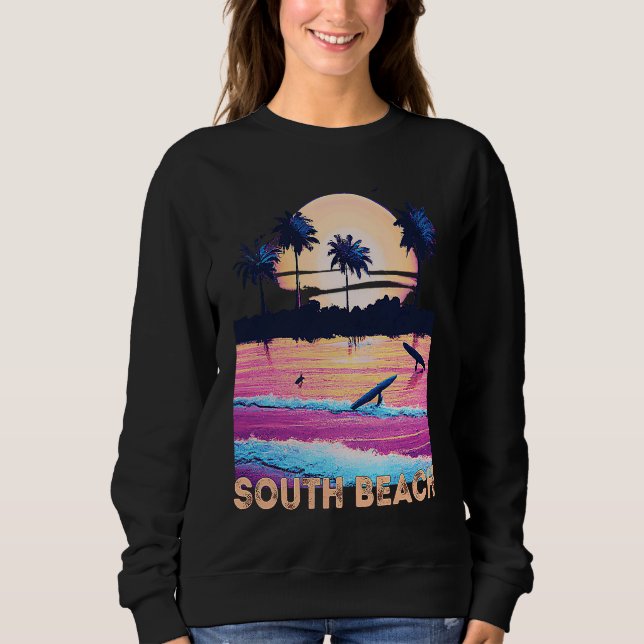 Moletom Retro South Beach Florida Souvenir Surf (Frente)