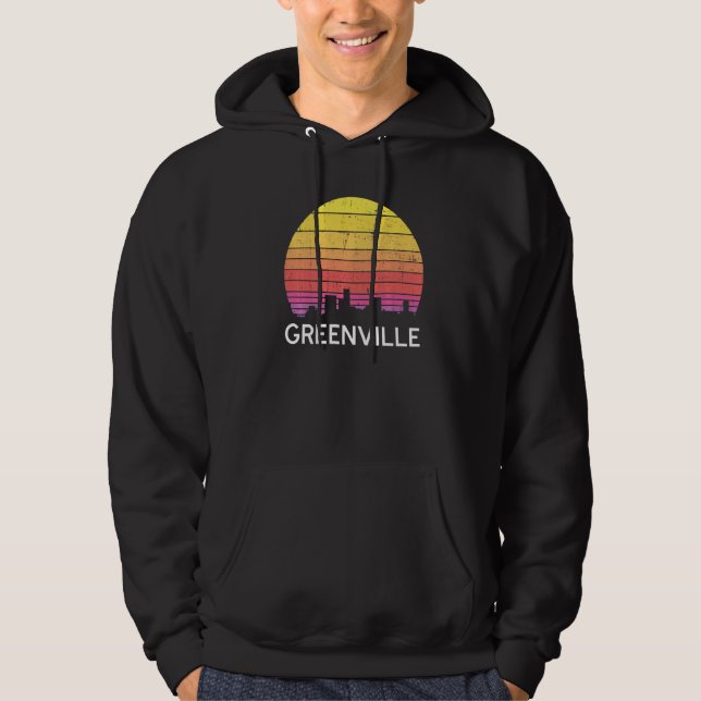 Moletom Retro South Carolina City Greenville Skyline Vinta (Frente)