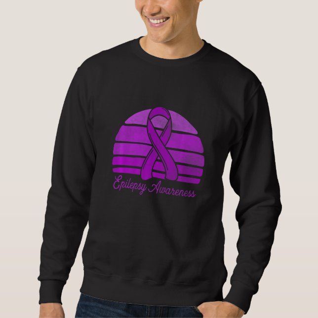 Moletom Retro Style Purple Ribbon Epilepsy Awareness Vinta (Frente)