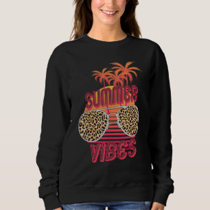 Moletom Retro Summer Vibes Leopardo Óculos de sol Palm Tre