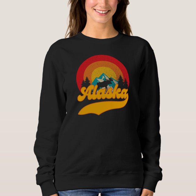 Moletom Retro Sunset Alaska Juneau Moose 0Montanhas Selvag (Frente)