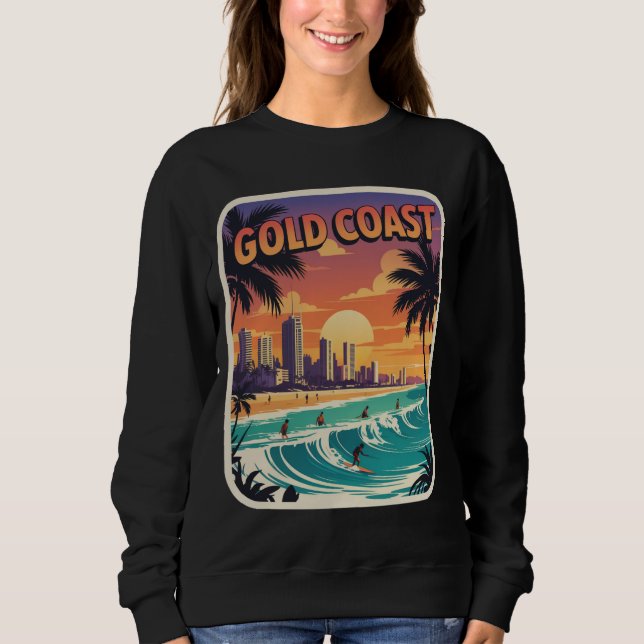 Moletom Retro Sunset Costa Dourada Austrália Surfer Beach (Frente)