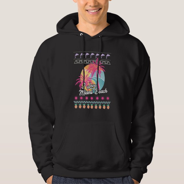 Moletom Retro Sunset Palm Trees I Love Miami Beach Ugly Su (Frente)