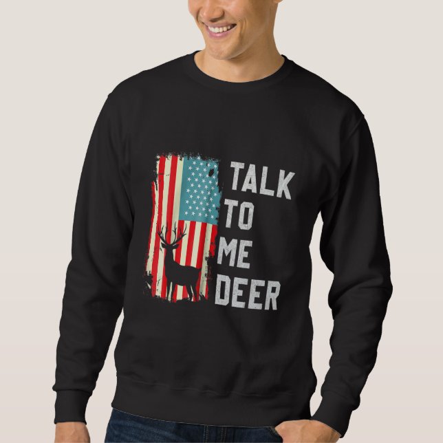 Moletom Retro Talk To Me Deer Usa America Flag Proud Vinta (Frente)