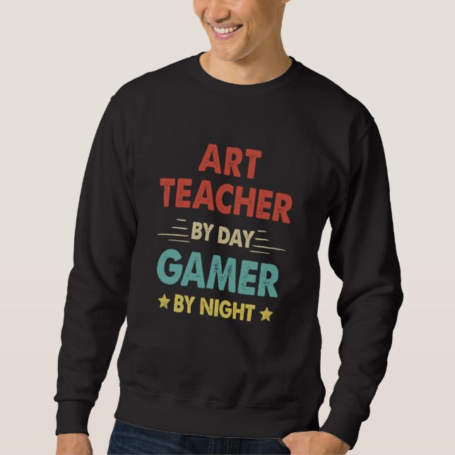 Moletom Retro Teacher By Day Gamer By Night (Frente)