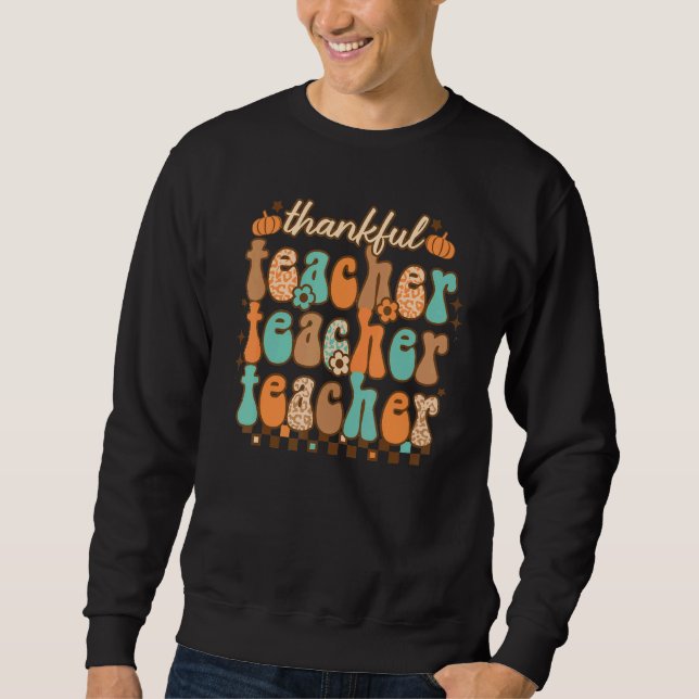 Moletom Retro Thankful Teacher Grateful Blessed Teacher Th (Frente)
