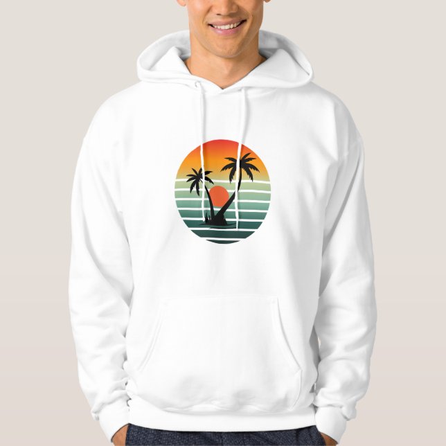 Moletom Retro Tropical Sunset with Palm Trees (Frente)