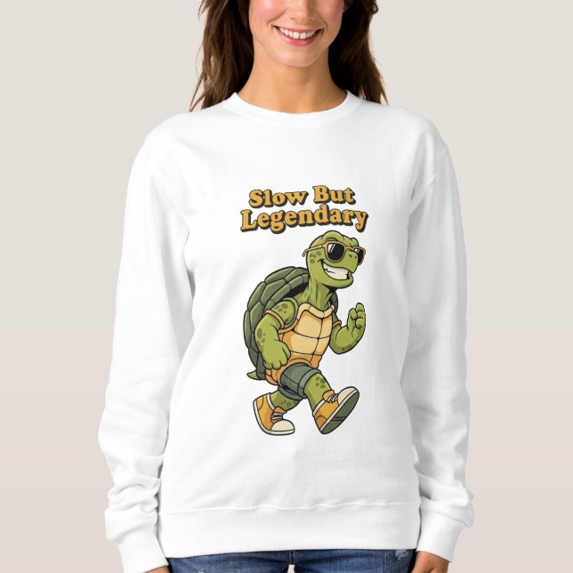 Moletom Retro Turtle Slow But Legendary Women’s Sweatshirt (Frente)