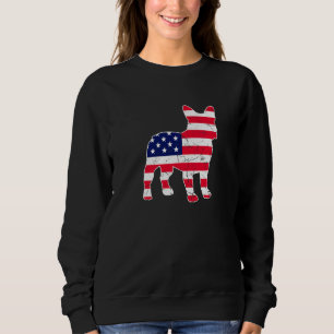 Moletom Retro Vintage French Buldogue American Flag 4th Of