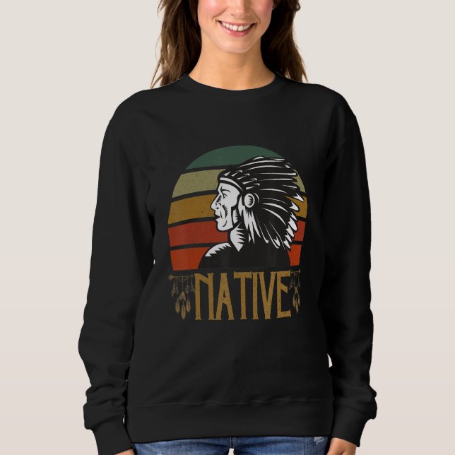Moletom Retro Vintage Native American Indigenous Tribe Men (Frente)
