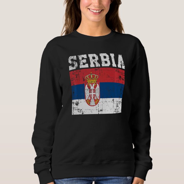 Moletom Retro Vintage Sérvia Sinalizador Raízes Sérvias (Frente)
