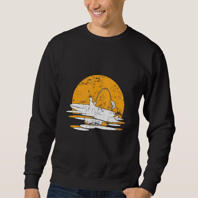 Moletom Retro Vintage Sunset Kayak Pesca (Frente)