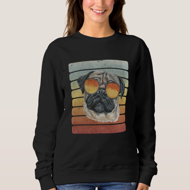 Moletom Retro Vintage Sunset Pug Pai (Frente)