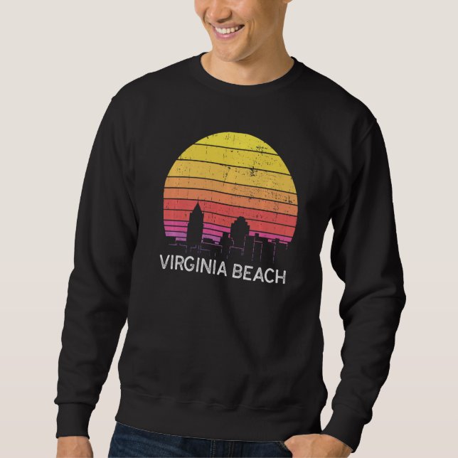 Moletom Retro Virginia Virginia Beach Skyline Vintage Urba (Frente)