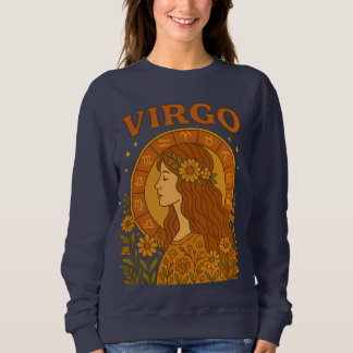 Moletom Retro Virgo Zodiac Boho Astrologia Floral