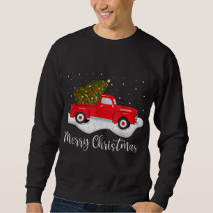 Moletom Retro Wagon Merry Christmas Tree on Car Xmas red T