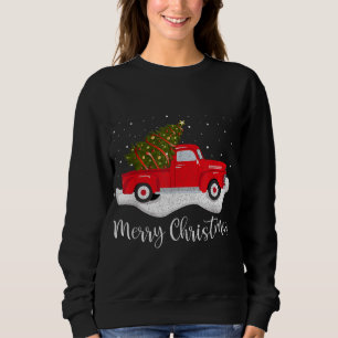 Moletom Retro Wagon Merry Christmas Tree on Car Xmas red T