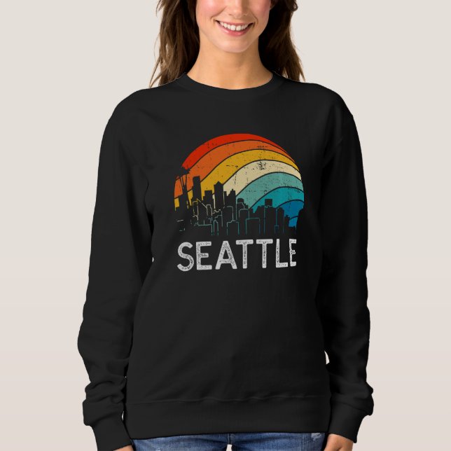 Moletom Retro Washington Seattle Skyline Vintage Urban Sky (Frente)