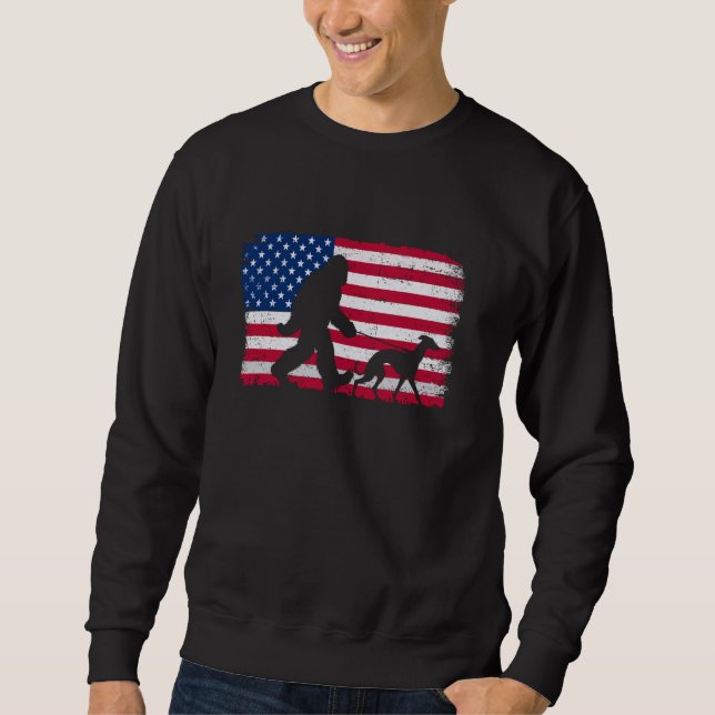 Moletom Retro Whippet Dog 4 de julho, US Flag Pat (Frente)