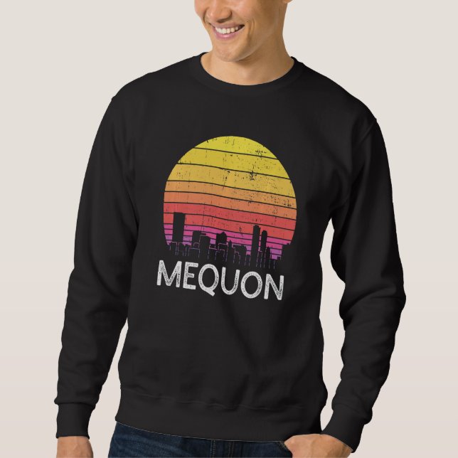 Moletom Retro Wisconsin Mequon Skyline Vintage Urban Build (Frente)