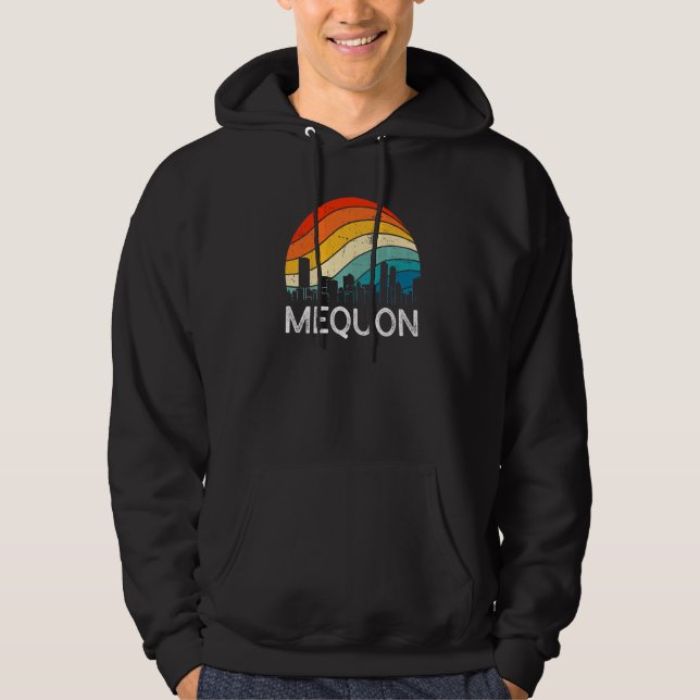 Moletom Retro Wisconsin Mequon Skyline Vintage Urban Skysc (Frente)