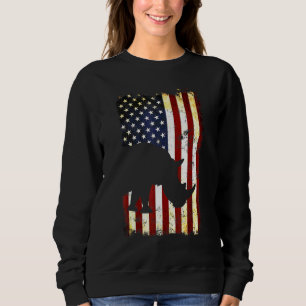 Moletom Rhinoceros Silhouette American Flag 4 de julho