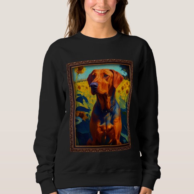 Moletom Rhodesian Ridgeback Painting Sunflower Flower Mom  (Frente)