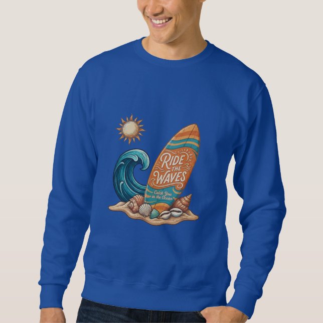 Moletom Ride the Waves Surfboard Illustration - Tropical B (Frente)