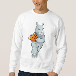 Moletom Rinoceronte como jogador de basquete com bola de b