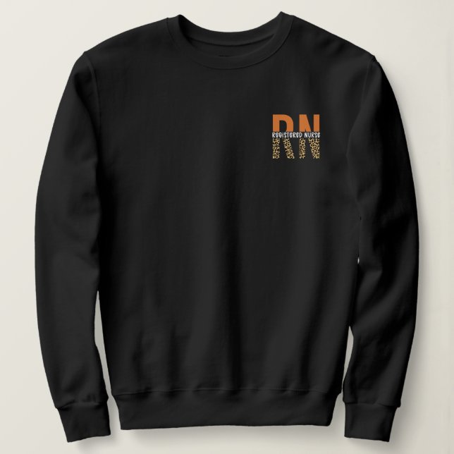 Moletom RN Tipografia Registrada de Enfermeira Leopard (Frente do Design)