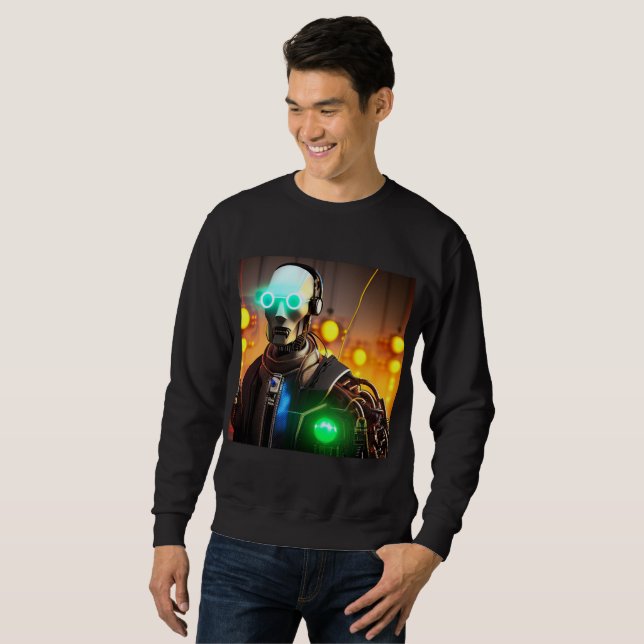 Moletom Robô 2 homens camisola preta (Frente Completa)
