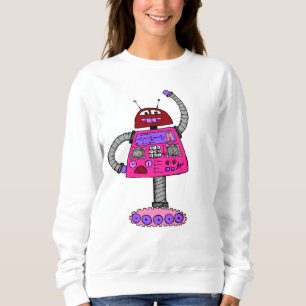 Moletom Robô de Frankie: Rosa no branco