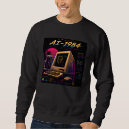 Moletom Robô de IA Futurista Retro Computador Vaporwave Ne