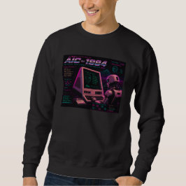 Moletom Robô de IA Futurista Retro Computador Vaporwave Ne