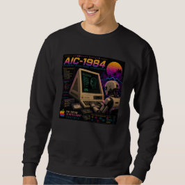 Moletom Robô de IA Futurista Retro Computador Vaporwave Ne