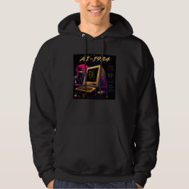 Moletom Robô de IA Futurista Retro Computador Vaporwave Ne