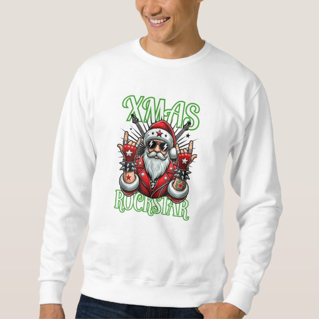 Moletom Rock n Roll Christmas Sweatshirt - Papais noeis Ro (Frente)