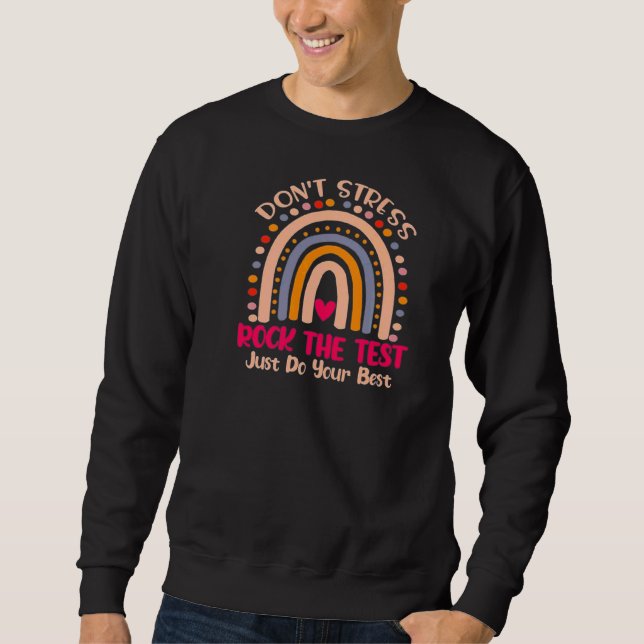 Moletom Rock The Test Day Teacher Testing Day Rainbow (Frente)