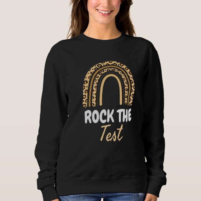 Moletom Rock The Test Day Teacher Testing Day Rainbow (Frente)