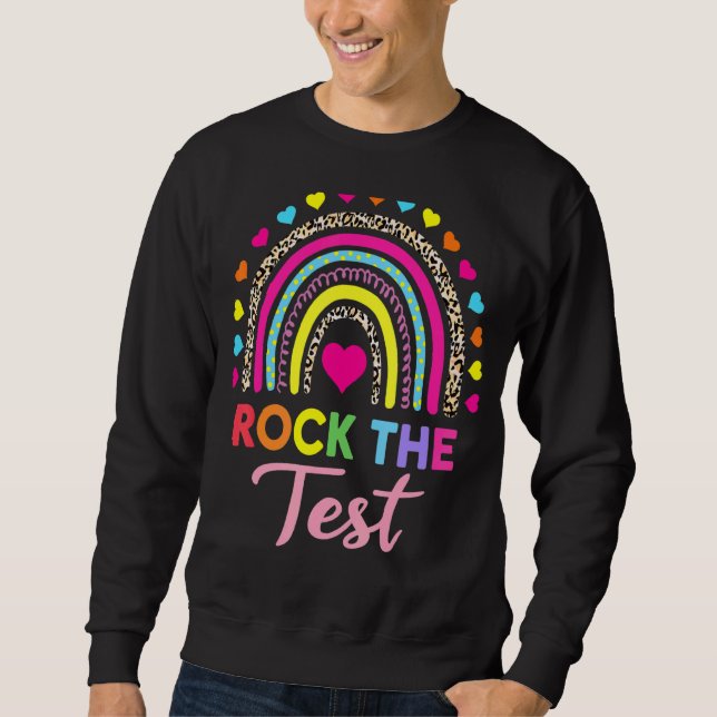 Moletom Rock The Test Day Teacher Testing Day Rainbow (Frente)